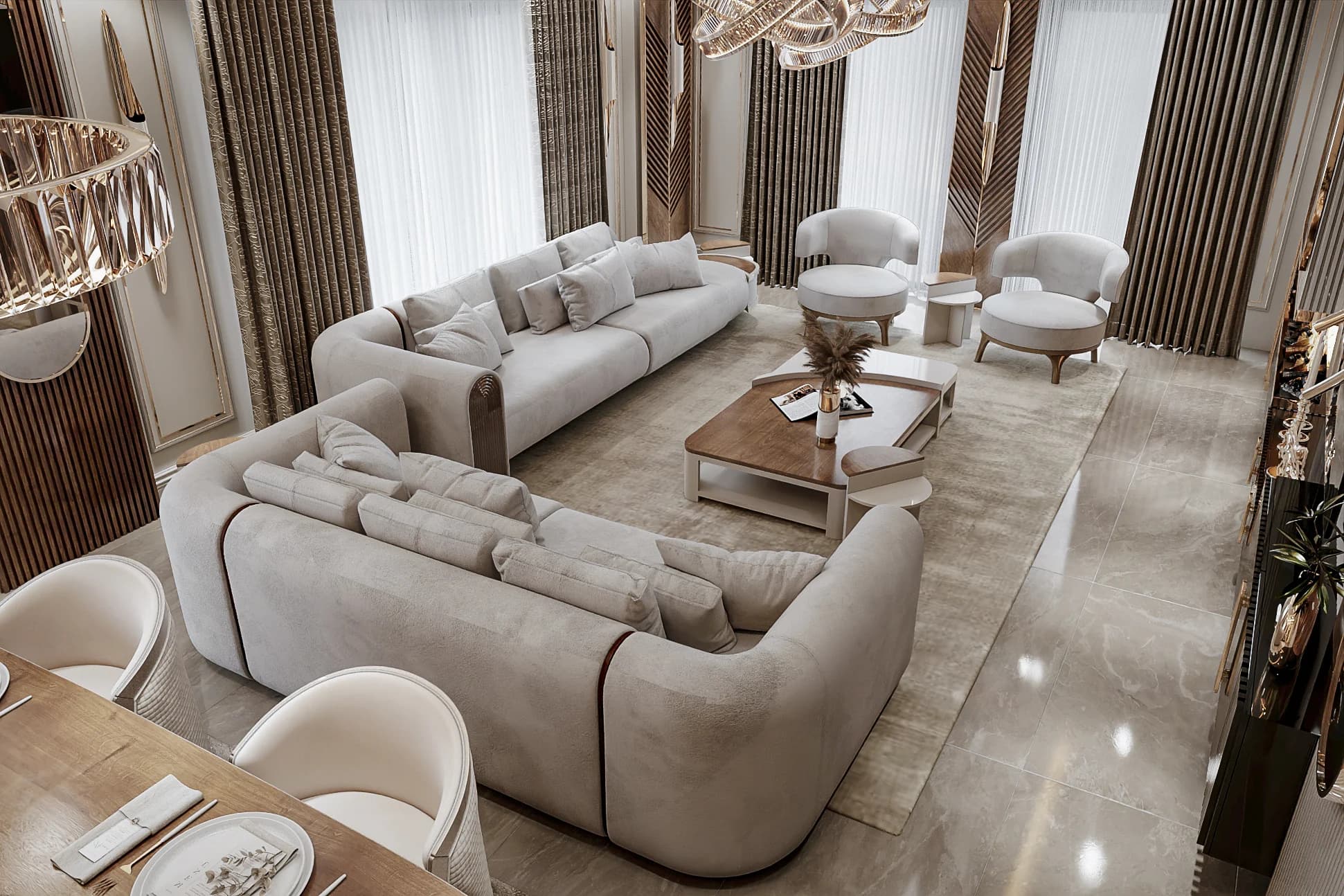 Fulya Koç Villa — salon görselleştirmesi