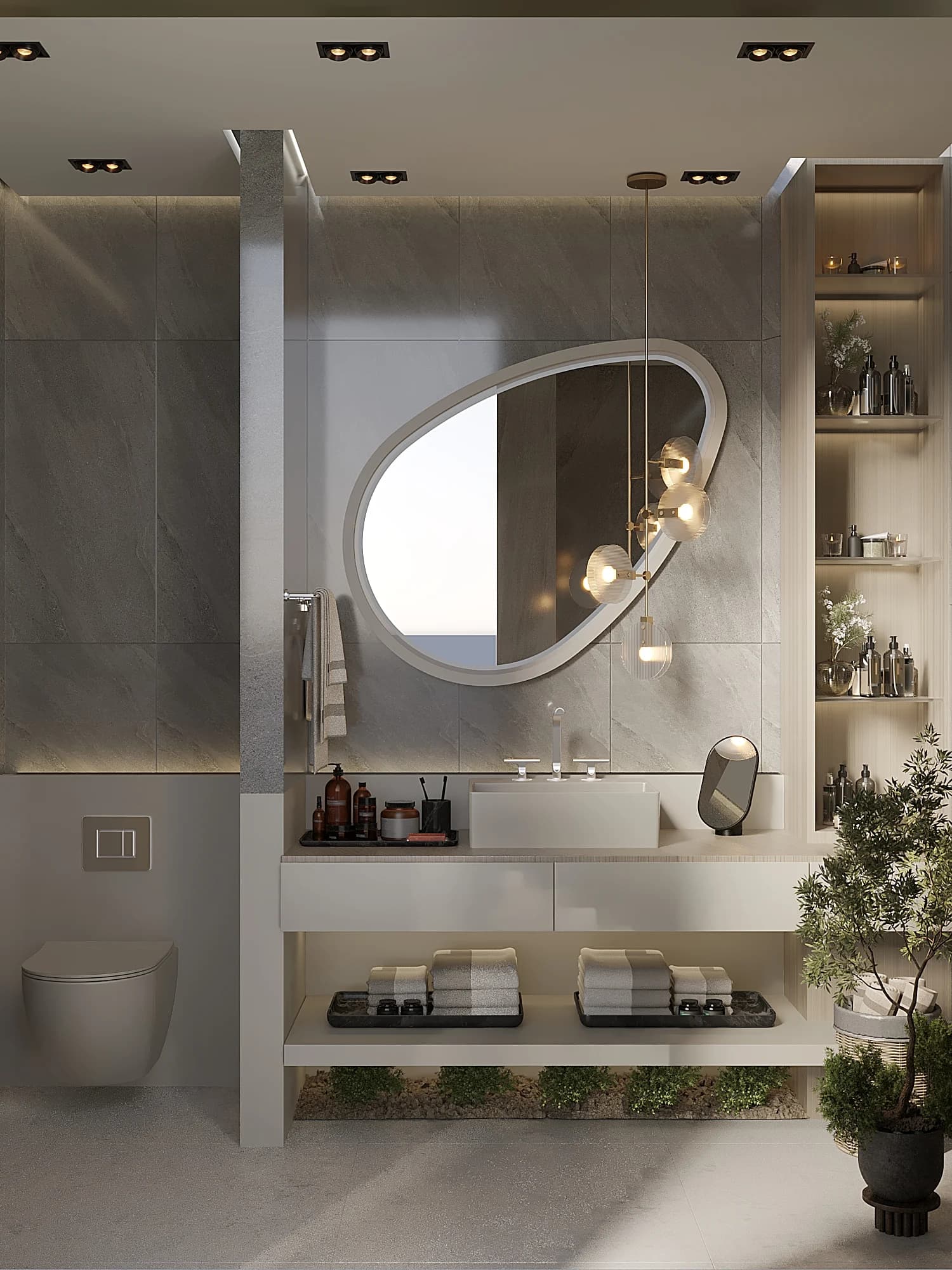 Havva Akbilen Villa / Almanya — alt kat wc görselleştirmesi