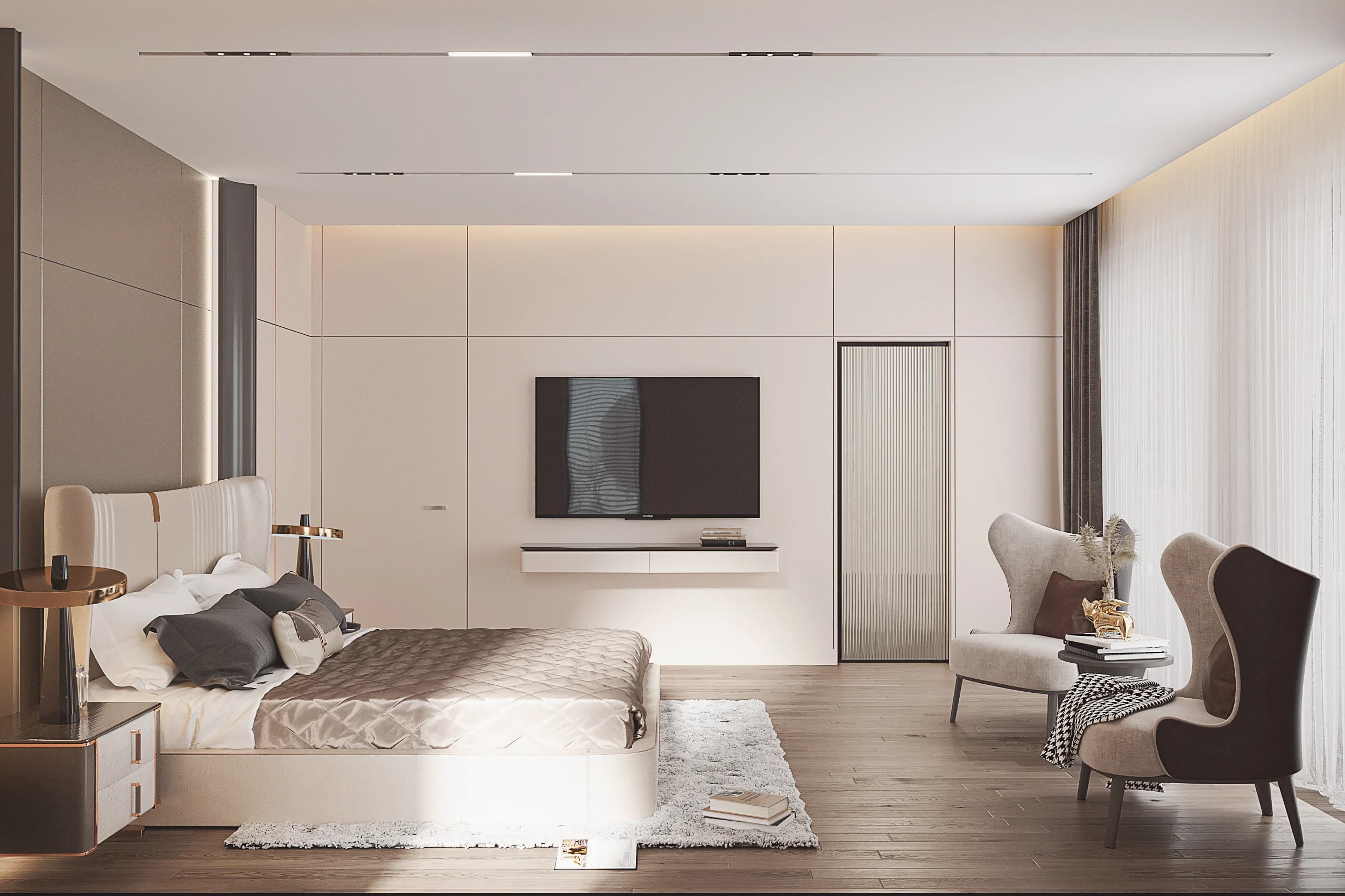 Havva Akbilen Villa / Almanya — yatak odası görselleştirmesi