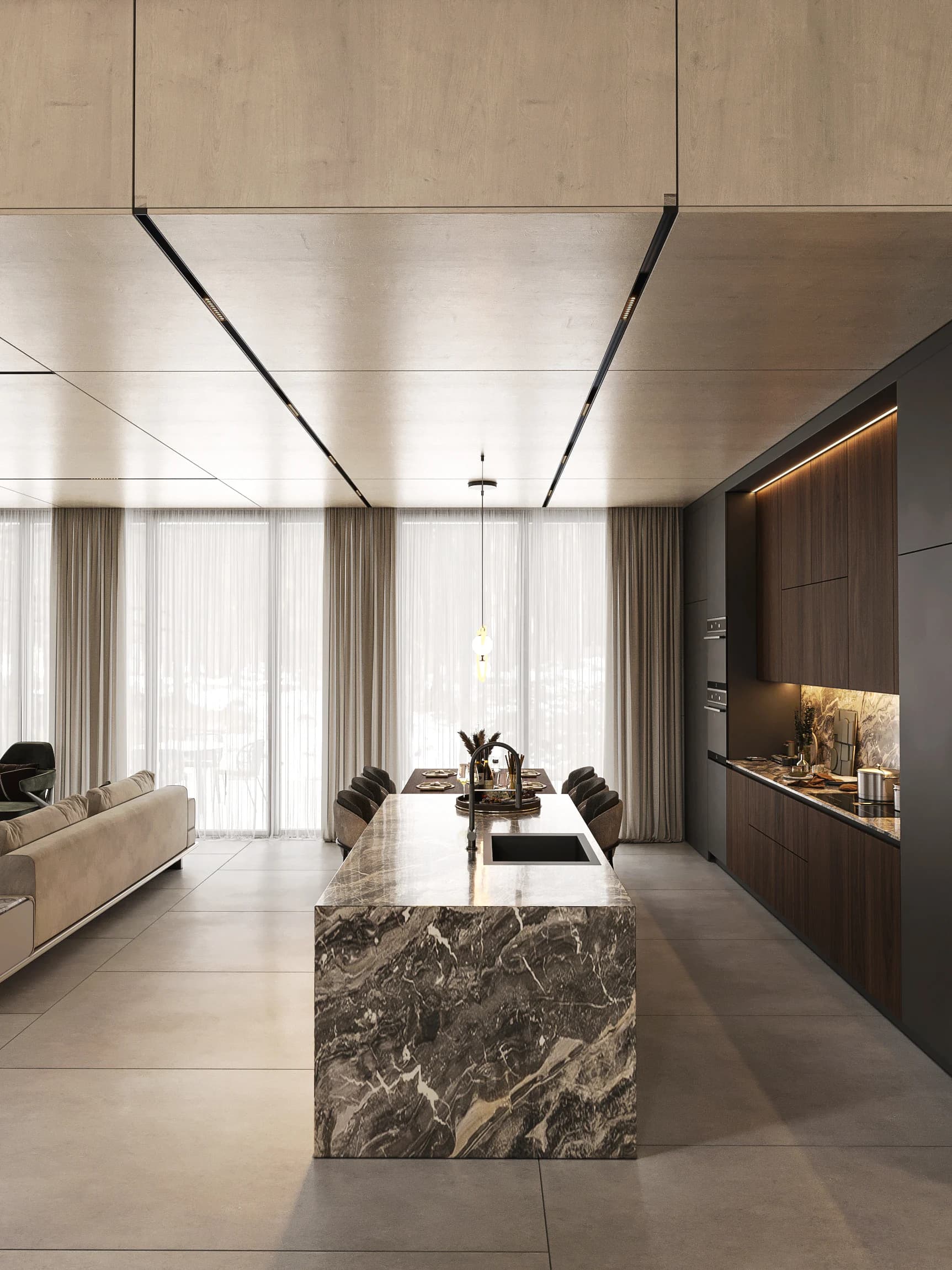 Kanada Villa / Yaşam alanı — mutfak görselleştirmesi