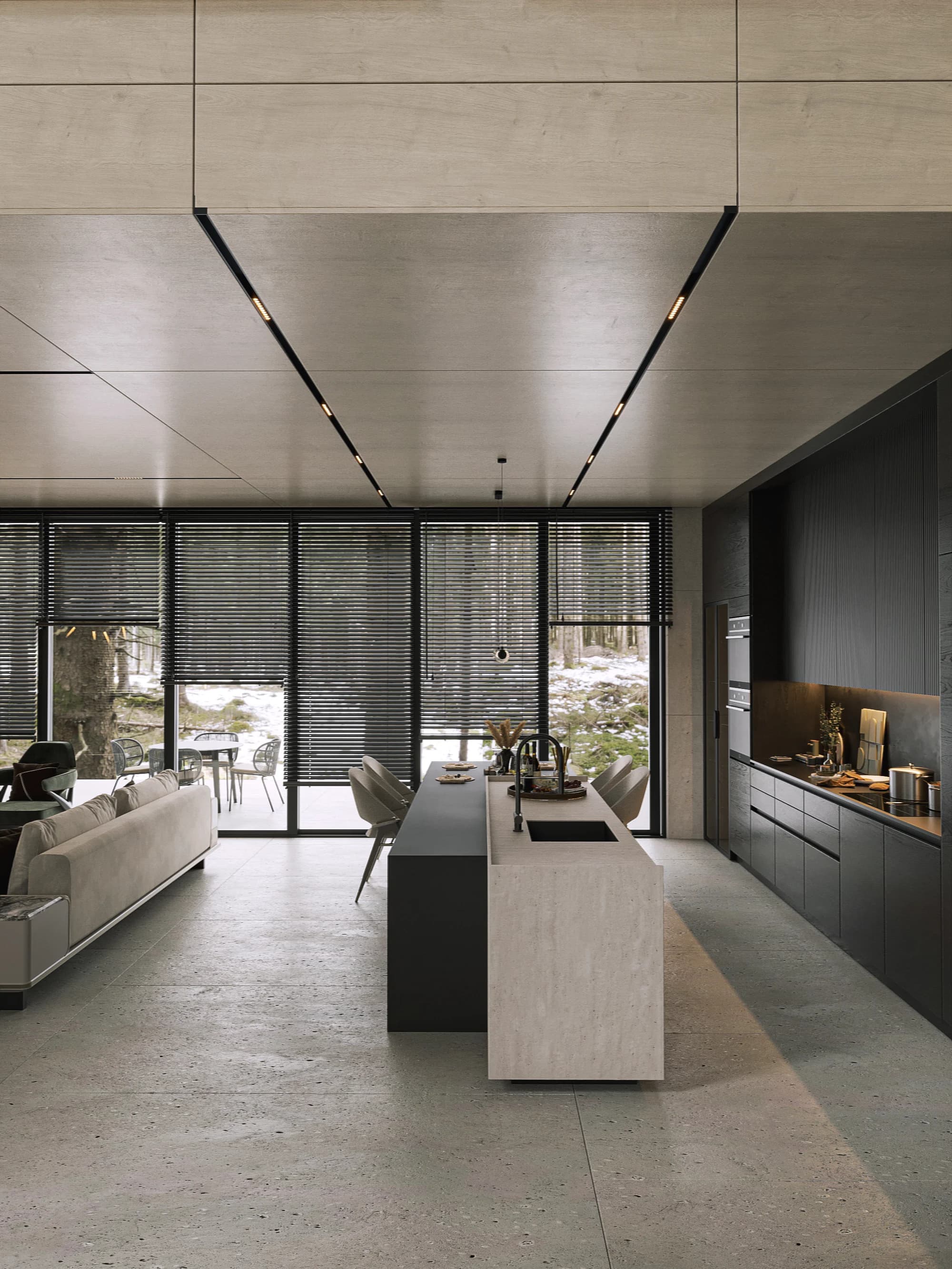 Kanada Villa / Yaşam alanı — mutfak görselleştirmesi