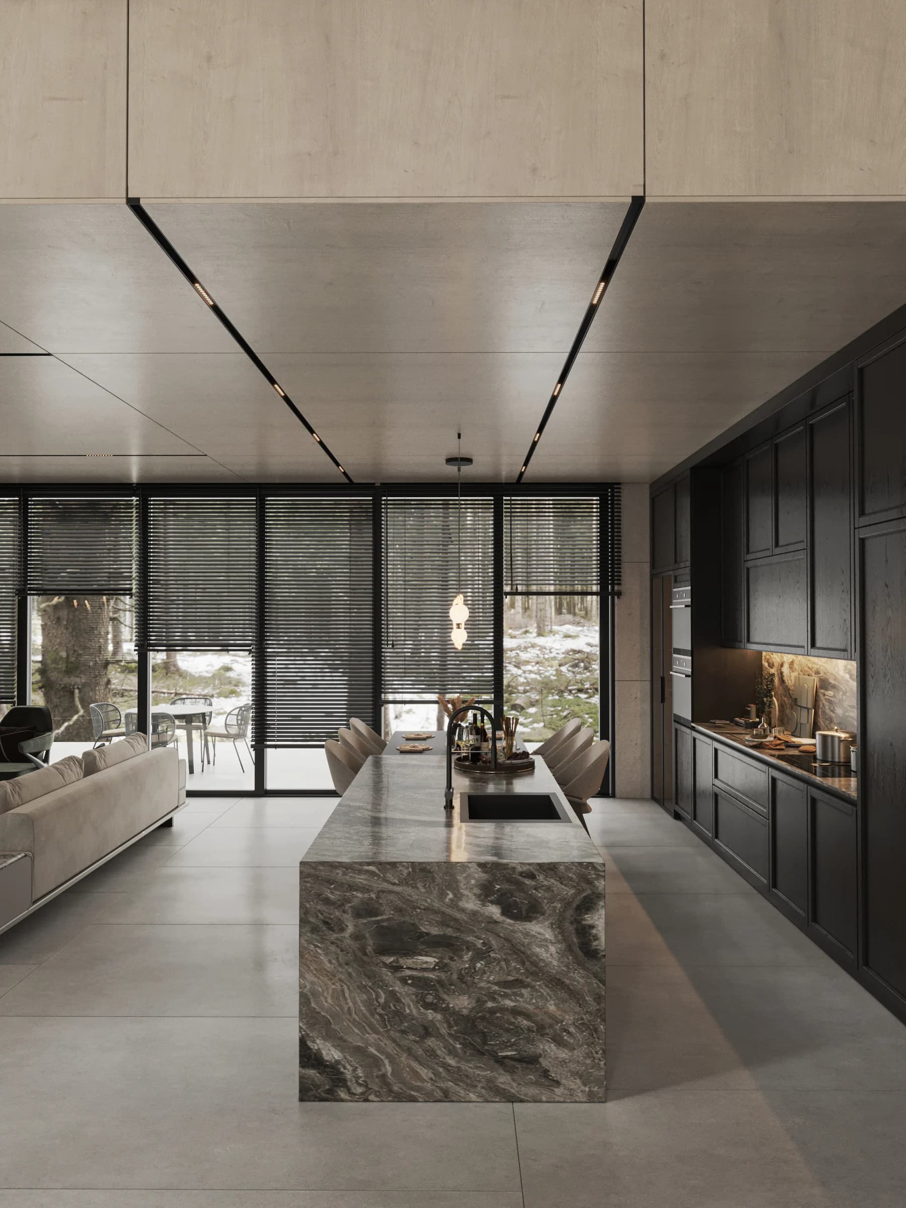 Kanada Villa / Yaşam alanı — mutfak görselleştirmesi