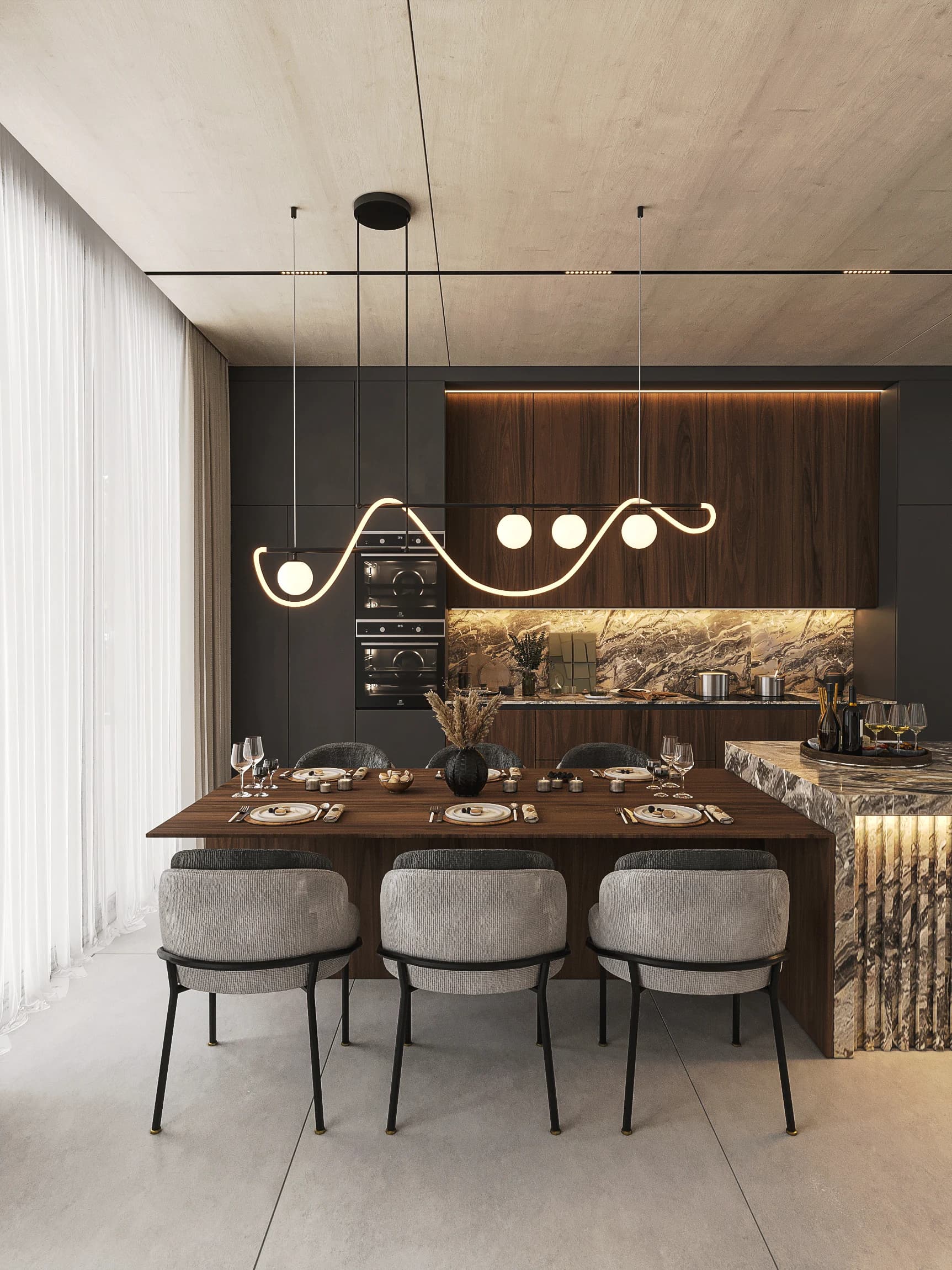 Kanada Villa / Yaşam alanı — mutfak görselleştirmesi