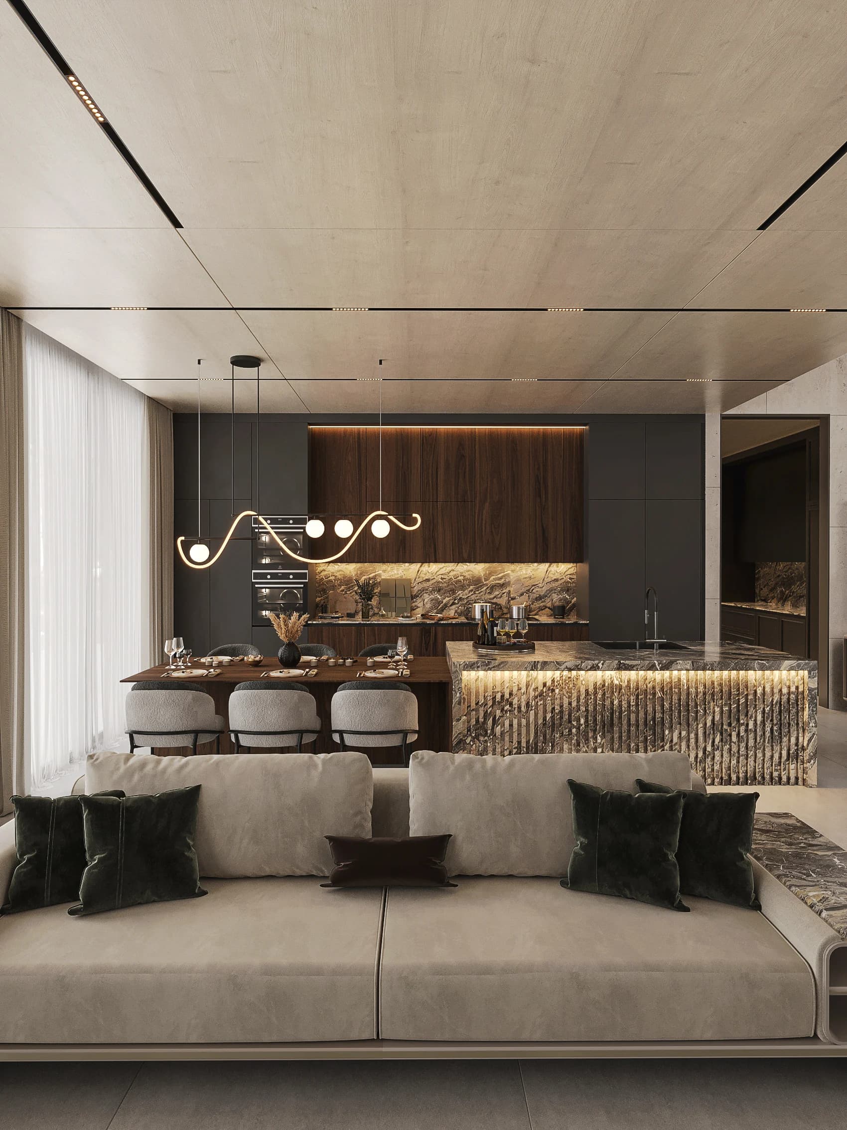 Kanada Villa / Yaşam alanı — mutfak görselleştirmesi