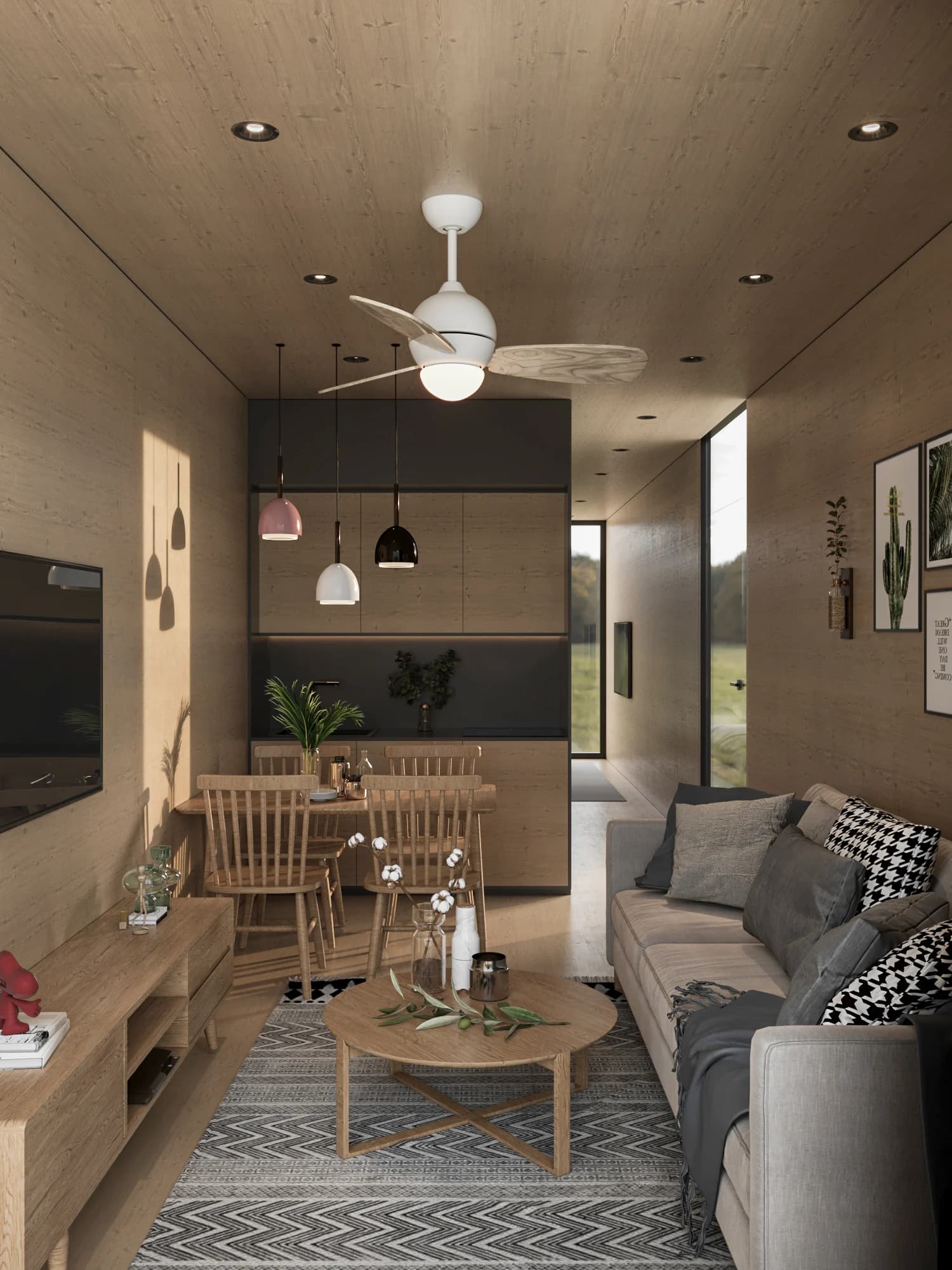 Riba Tiny House — iç mekân görselleştirmesi