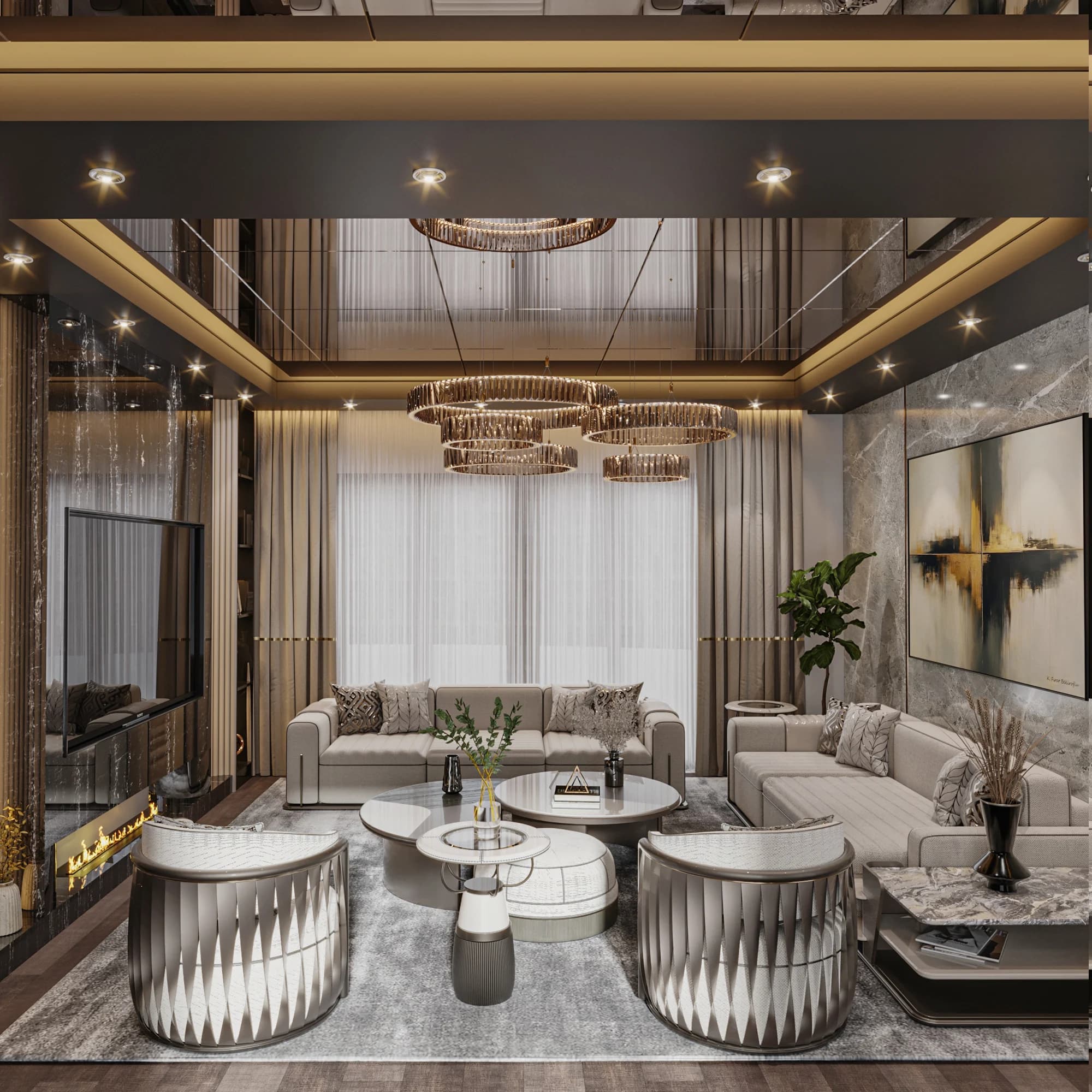 Sinan Akdoğan Villa — salon görselleştirmesi
