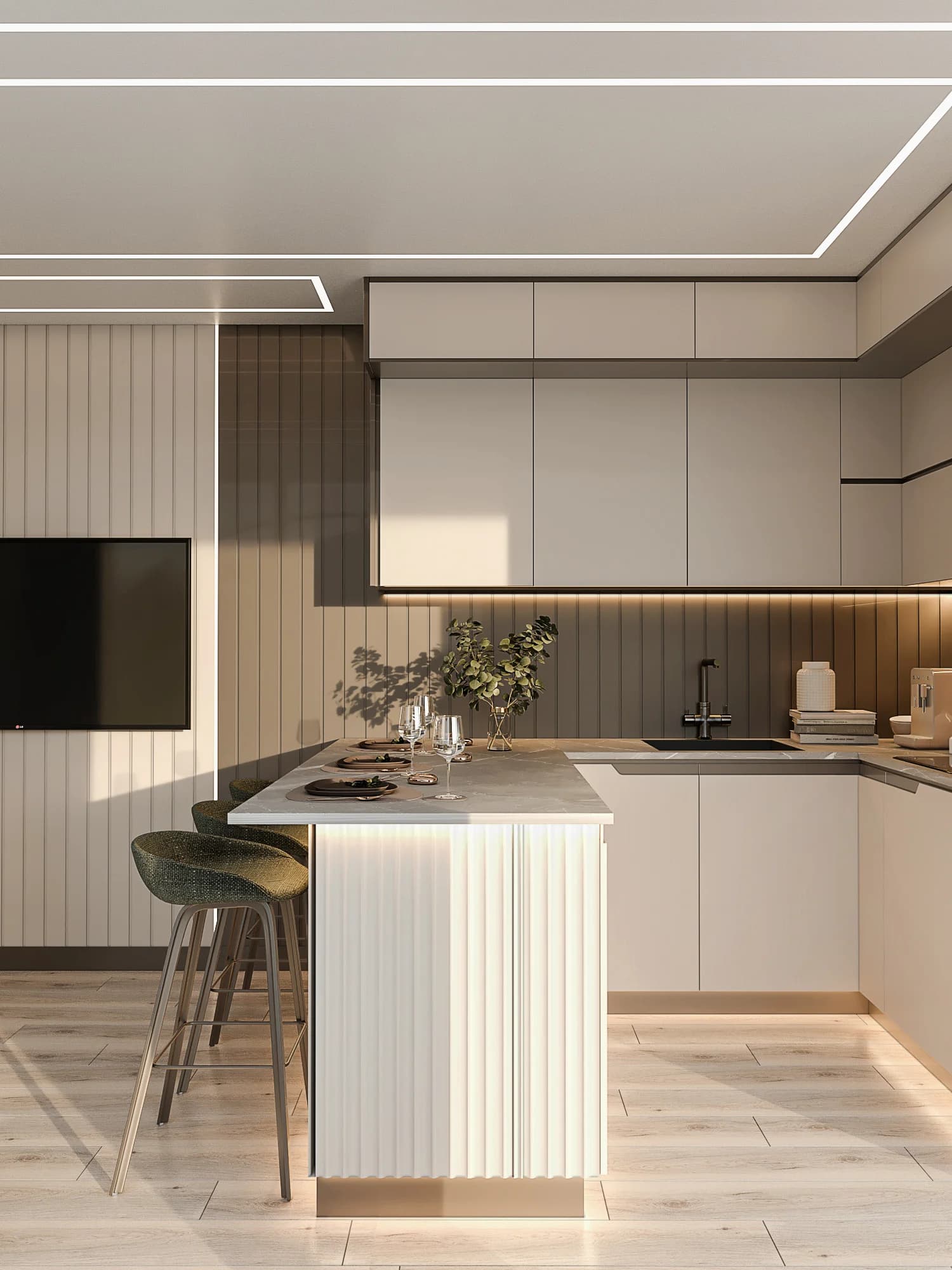 Zago / Tiny House — mutfak görselleştirmesi