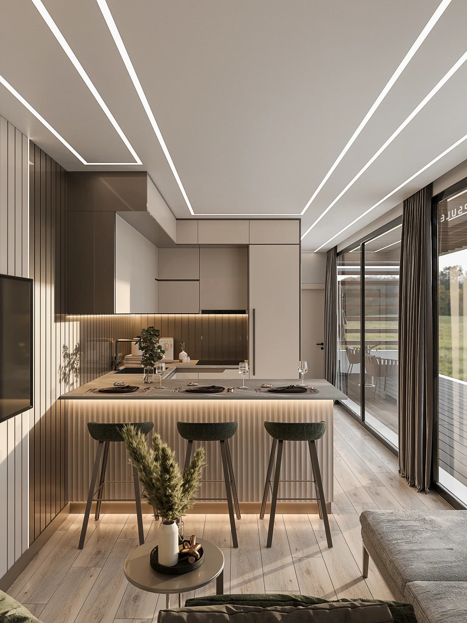 Zago / Tiny House — mutfak görselleştirmesi