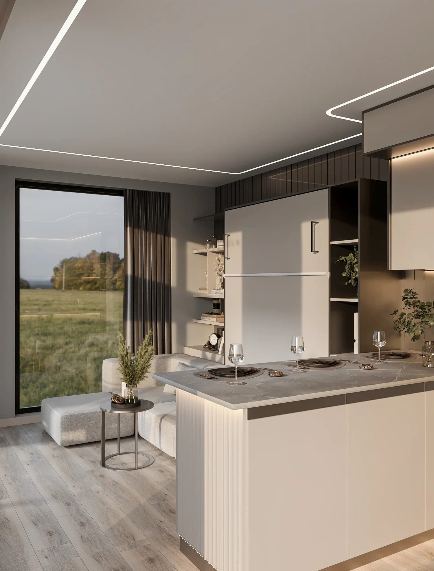 Zago / Tiny House — mutfak görselleştirmesi