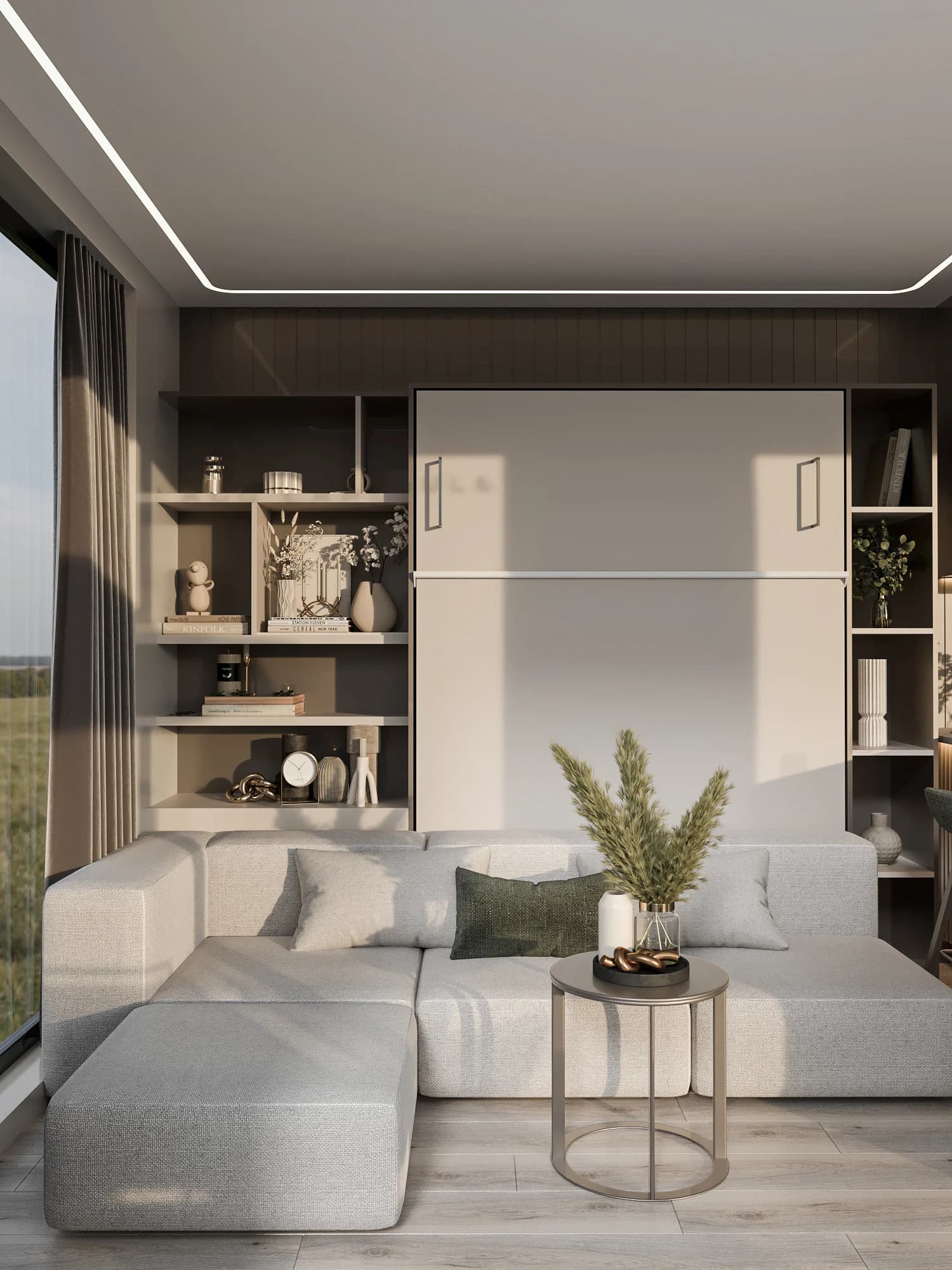 Zago Tiny House oturma alanı ve cam cephe önündeki mobilyalar