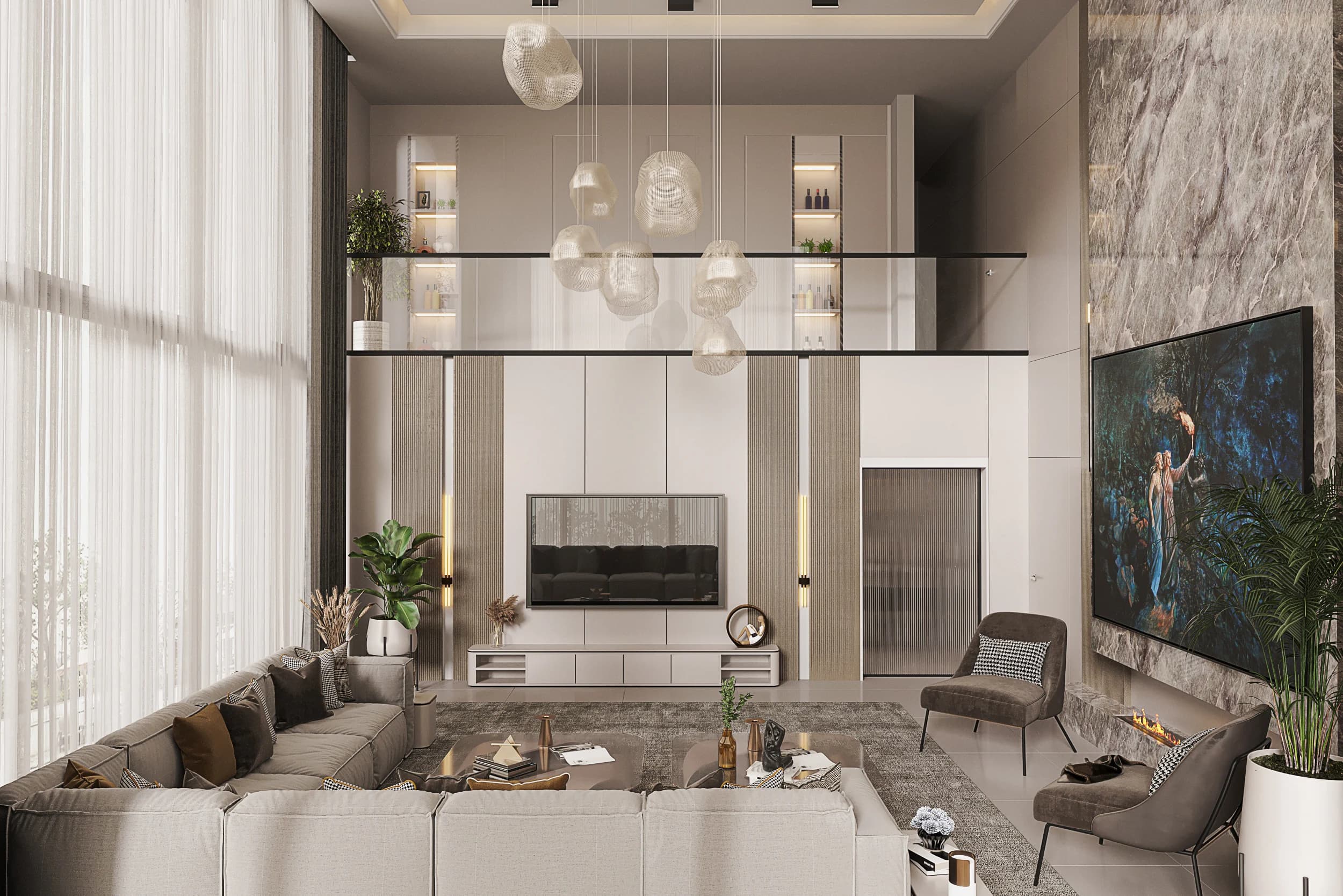 Havva Akbilen Villa / Almanya — salon görselleştirmesi
