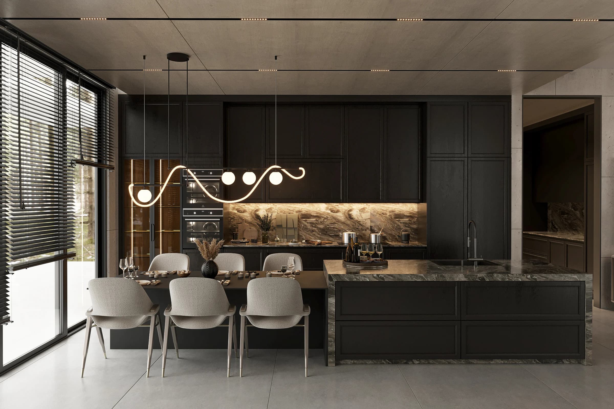 Kanada Villa / Yaşam alanı — mutfak görselleştirmesi